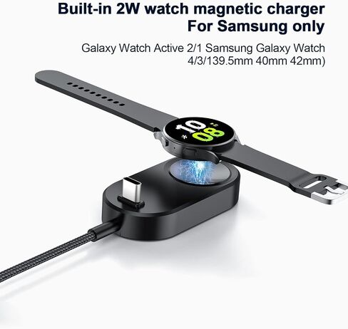 3 in 1 Watch Charger Compatible for Samsung Galaxy Watch 6/6 Classic/5 Pro/5/4/3/Active2/1 and Galaxy S23 Ultra/S22/21/20 Note20/10/9/Z Fold 5 USB C Charging Cable(4 ft) in Saudi Arabia
