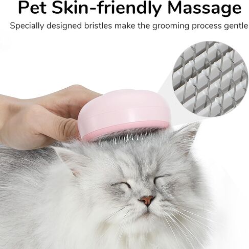 فرشاة بخار للقطط من فوكومارو، فرشاة تساقط الشعر 3 في 1 للقطط، فرشاة بخار للحيوانات الأليفة مع خزان مياه وقابلة لإعادة الشحن عبر USB، فرشاة تنظيف ذاتية للكلاب مع زر تحرير، إزالة الشعر المتشابك الثابت، أبيض in Kuwait