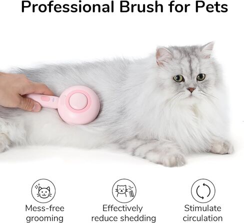 فرشاة بخار للقطط من فوكومارو، فرشاة تساقط الشعر 3 في 1 للقطط، فرشاة بخار للحيوانات الأليفة مع خزان مياه وقابلة لإعادة الشحن عبر USB، فرشاة تنظيف ذاتية للكلاب مع زر تحرير، إزالة الشعر المتشابك الثابت، أبيض in Kuwait