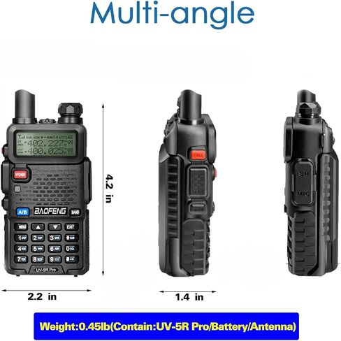 BaoFeng UV-5R Pro 8W جهاز اتصال لاسلكي ثنائي النطاق مع هوائي عالي الكسب وعمر بطارية ممتد (عبوتان) in Saudi Arabia