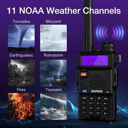 BaoFeng UV-5R Pro 8W جهاز اتصال لاسلكي ثنائي النطاق مع هوائي عالي الكسب وعمر بطارية ممتد (عبوتان) in Saudi Arabia