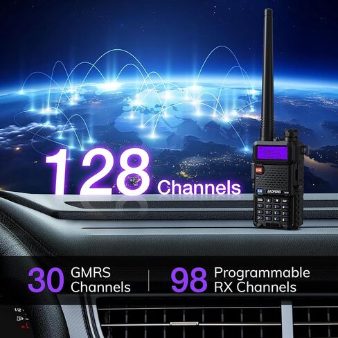 BaoFeng UV-5R Pro 8W جهاز اتصال لاسلكي ثنائي النطاق مع هوائي عالي الكسب وعمر بطارية ممتد (عبوتان) in Saudi Arabia