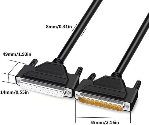 28AWG 10FT/3M DB37 Female to Female RS232 Serial Extension Cable,D-SUB 37 Pin Gold Plated Connector Straight Through Cord for PC,Printer,Modem in Kuwait