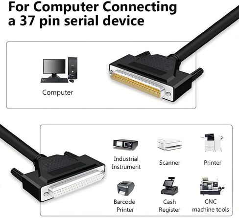 28AWG 10FT/3M DB37 Female to Female RS232 Serial Extension Cable,D-SUB 37 Pin Gold Plated Connector Straight Through Cord for PC,Printer,Modem in Kuwait