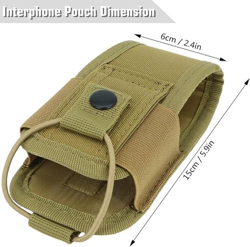 Tactical Interphone Pouch,Adjustable Molle Radio Holder Holster Military Walkie Talkie Pouch Case Hunting Intercom Storage Bag (Black) in Saudi Arabia