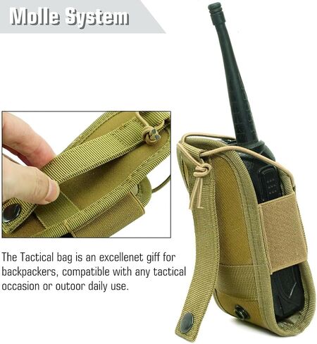 Tactical Interphone Pouch,Adjustable Molle Radio Holder Holster Military Walkie Talkie Pouch Case Hunting Intercom Storage Bag (Black) in Saudi Arabia