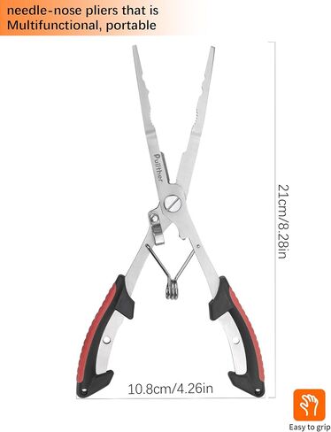 Needle Nose Pliers Fishing,Fishing Pliers Hook Remover,Durable Nonslip Grip,Braid Cutter Rustproof Fishing Multitool for Saltwater Freshwater,Stainless Steel Fishing Pliers in Saudi Arabia