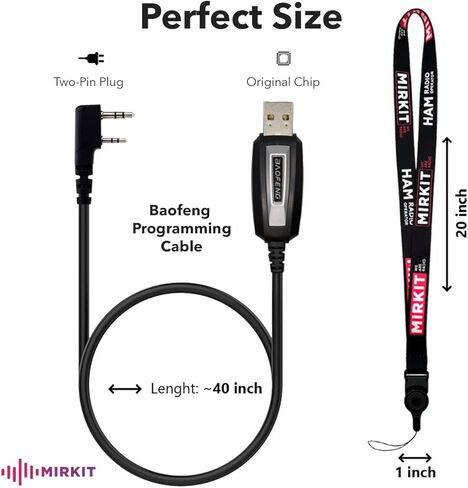 كابل برمجة MIRKIT Baofeng للأشعة فوق البنفسجية 5R والأشعة فوق البنفسجية 82 لأجهزة الراديو المحمولة ذات الاتجاهين: UV-5R، 5RA، 5R Plus، 5Re، BF F8HP، BF-888S، UV82HP، 5RX3 وحبل قصير in Kuwait