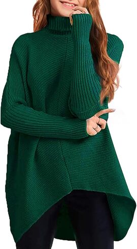 Virmoku Girls Sweaters for Kids Sweater Dress 10-12 Oversized Long Sleeve Casual Asymmetric Hem Knit Jumper Dresses Tops in Kuwait