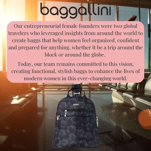 حقيبة ظهر صغيرة أساسية من Baggallini للنساء - حامل بطاقات RFID مدمج - حقيبة حبال قابلة للتحويل مع حزام كتف قابل للتعديل in Kuwait