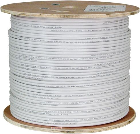 كابل عمودي Cat6A 10G، محمي، 23AWG، نحاس عاري صلب، PVC، 1000 قدم، كابل إيثرنت بالجملة، أبيض in Saudi Arabia