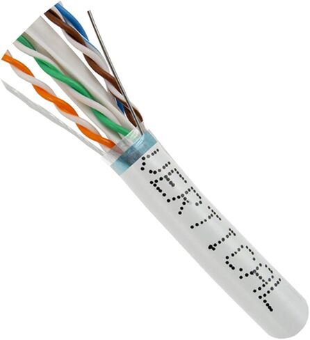 كابل عمودي Cat6A 10G، محمي، 23AWG، نحاس عاري صلب، PVC، 1000 قدم، كابل إيثرنت بالجملة، أبيض in Saudi Arabia