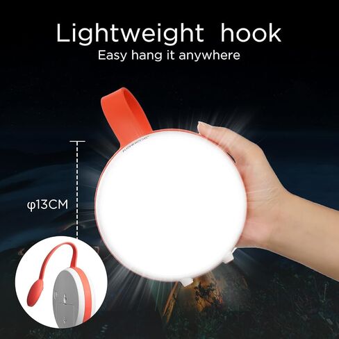 فانوس التخييم LED 800LM 3 أوضاع إضاءة USB قابلة لإعادة الشحن، ضوء طوارئ محمول، أضواء خيمة مقاومة للماء للإعصار، مجموعات النجاة، المشي لمسافات طويلة، صيد الأسماك، المنزل in Saudi Arabia