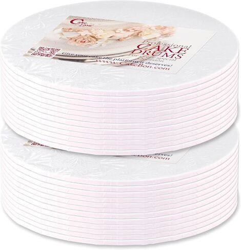 Cakebon Round Cake Boards, 10-Inch 1/8 Thick – Round, Sturdy, Grease-Proof, Fully Wrapped Cardboard Cake Drums – Heavy-Duty, Bend-Resistant Cake Boards Round 12-Pack in Saudi Arabia
