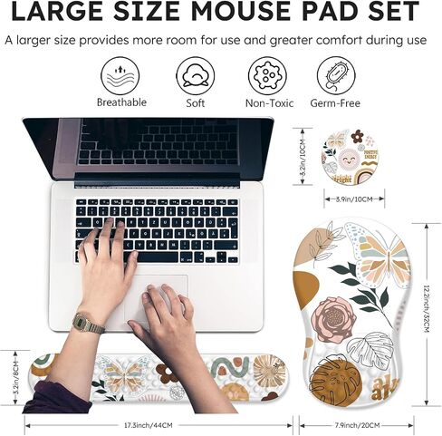 iCasso Mouse Pad Wrist Support, Ergonomic Mouse Pad,Pain Relief Keyboard Wrist Rest, Comfortable Memory Foam Mousepad with Non-Slip PU Base Mouse Pads for Home Office (Sticker) in Saudi Arabia