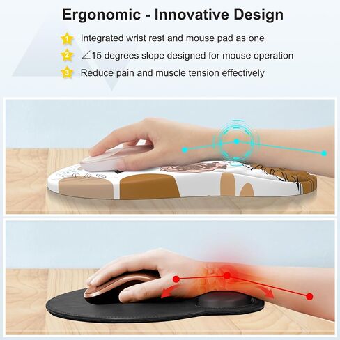 iCasso Mouse Pad Wrist Support, Ergonomic Mouse Pad,Pain Relief Keyboard Wrist Rest, Comfortable Memory Foam Mousepad with Non-Slip PU Base Mouse Pads for Home Office (Sticker) in Saudi Arabia
