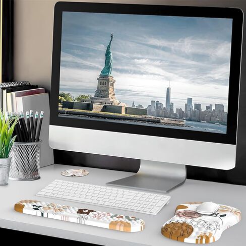 iCasso Mouse Pad Wrist Support, Ergonomic Mouse Pad,Pain Relief Keyboard Wrist Rest, Comfortable Memory Foam Mousepad with Non-Slip PU Base Mouse Pads for Home Office (Sticker) in Saudi Arabia