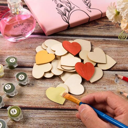 120 Pcs 1.5 Inch Small Wooden Hearts for Crafts Unfinished Wood Hearts Cutouts Blank Wood Hearts Slices Embellishments for DIY Crafts, Guest Book, Valentine's Day, Wedding, Mother's Day Decor in Saudi Arabia