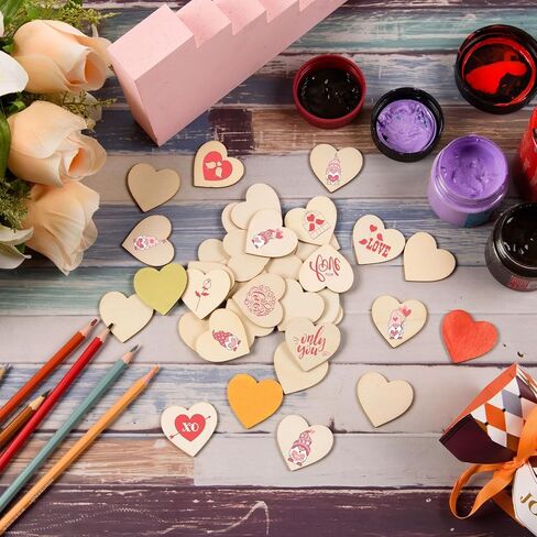 120 Pcs 1.5 Inch Small Wooden Hearts for Crafts Unfinished Wood Hearts Cutouts Blank Wood Hearts Slices Embellishments for DIY Crafts, Guest Book, Valentine's Day, Wedding, Mother's Day Decor in Saudi Arabia
