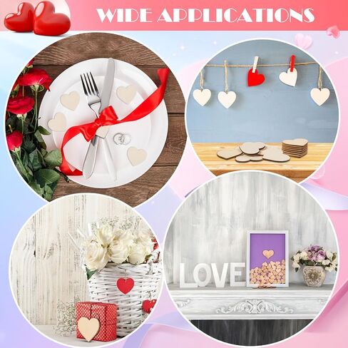 120 Pcs 1.5 Inch Small Wooden Hearts for Crafts Unfinished Wood Hearts Cutouts Blank Wood Hearts Slices Embellishments for DIY Crafts, Guest Book, Valentine's Day, Wedding, Mother's Day Decor in Saudi Arabia