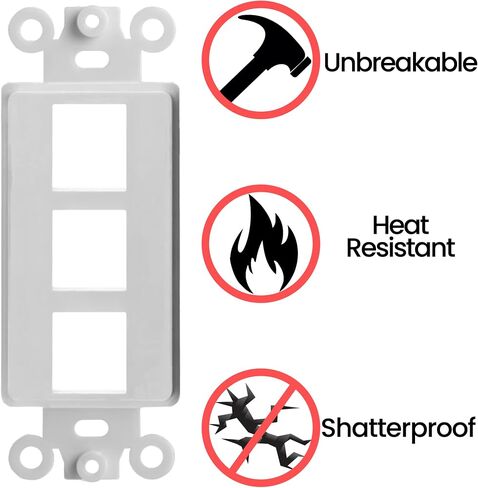 Big-A - 25 Pack 4 Port Decora Wall Plate 1-Gang Keystone Decora Insert, Jack Single Gang Decora Wall Plate - White in Saudi Arabia
