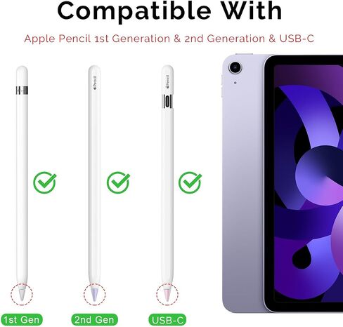 4 قطع من رؤوس الاستبدال الملونة المتوافقة مع قلم Apple الجيل الثاني، وقلم Apple Pencil الجيل الأول وقلم Apple Pencil USB-C، وأطراف iPencil المقاومة للاهتراء (أبيض + وردي + أرجواني + أزرق) in Saudi Arabia