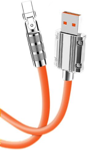[1M/3.3FT] 6A 120W 180 درجة دوران الكوع USB إلى النوع C كابل LED معدني سائل سيليكون شحن سريع للغاية كابل بيانات من النوع C لهاتف Samsung Z Galaxy وLG وGoogle Pixel والأجهزة اللوحية والمزيد in Saudi Arabia
