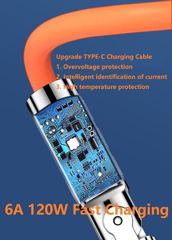 [1M/3.3FT] 6A 120W 180 درجة دوران الكوع USB إلى النوع C كابل LED معدني سائل سيليكون شحن سريع للغاية كابل بيانات من النوع C لهاتف Samsung Z Galaxy وLG وGoogle Pixel والأجهزة اللوحية والمزيد in Saudi Arabia