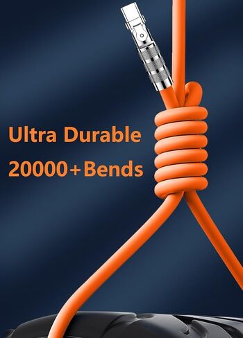 [1M/3.3FT] 6A 120W 180 درجة دوران الكوع USB إلى النوع C كابل LED معدني سائل سيليكون شحن سريع للغاية كابل بيانات من النوع C لهاتف Samsung Z Galaxy وLG وGoogle Pixel والأجهزة اللوحية والمزيد in Saudi Arabia