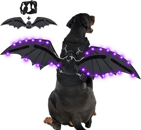 Dog Halloween Costume, Electric Bat Wings Dog Costume with LED Lights, 56 LED Electric Dog Bat Wings Halloween Funny Costume, Halloween Party Cosplay Funny Dog Halloween Costume (X-Large) in Saudi Arabia