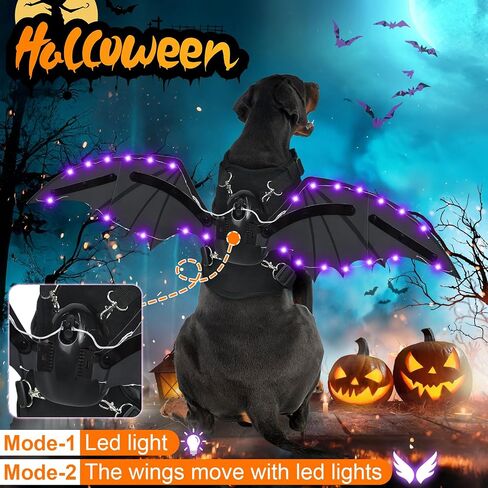 Dog Halloween Costume, Electric Bat Wings Dog Costume with LED Lights, 56 LED Electric Dog Bat Wings Halloween Funny Costume, Halloween Party Cosplay Funny Dog Halloween Costume (X-Large) in Saudi Arabia