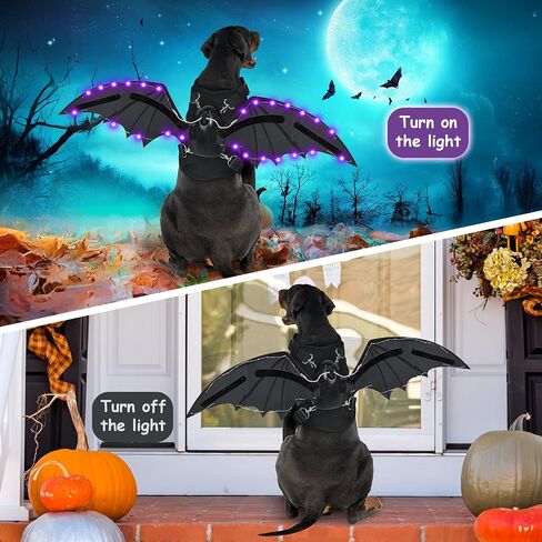 Dog Halloween Costume, Electric Bat Wings Dog Costume with LED Lights, 56 LED Electric Dog Bat Wings Halloween Funny Costume, Halloween Party Cosplay Funny Dog Halloween Costume (X-Large) in Saudi Arabia