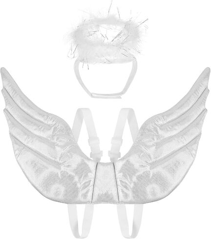 POPETPOP Pet Dog Cat Halloween Costume Angel Wings Shape Clothing - Creative Pet Cat Makeover Clothes for Halloween Festival Party Special Events - Pet Clothes Supplies - Size S (White) in Saudi Arabia