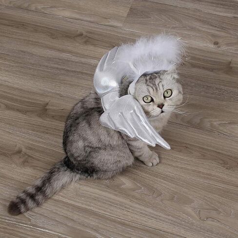 POPETPOP Pet Dog Cat Halloween Costume Angel Wings Shape Clothing - Creative Pet Cat Makeover Clothes for Halloween Festival Party Special Events - Pet Clothes Supplies - Size S (White) in Saudi Arabia