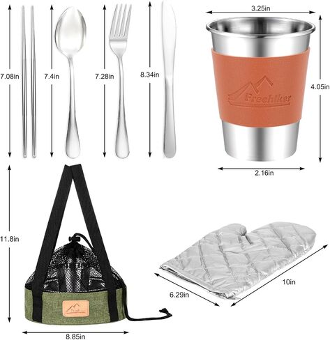 Camping Mess Kit - 1 to 2 persons Camping Dishes includes Cups, Bowls, Knives, Forks, Spoons, Camping Dinnerware Set Camping Cooking Utensils Accessories Plates Dinnerware Set in Saudi Arabia