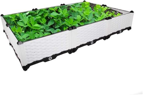 BAOYOUNI Rectangular Raised Garden Bed Kit Indoor Outdoor Plastic Planter Grow Box for Fresh Vegetables, Herbs, Flowers & Succulents, Brown, 61.41'' x 15.35'' x 8.66'' in Saudi Arabia
