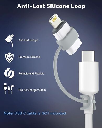 MoKo USB C to Lightning Adapter 4 Pack, Not for Audio/OTG, Lightning Male to USB C Female Adapter for iPhone 14/13/12/11/X Series, iPad/AirPods, Charging & Data Sync, with Anti-Lost Loop, White in Saudi Arabia