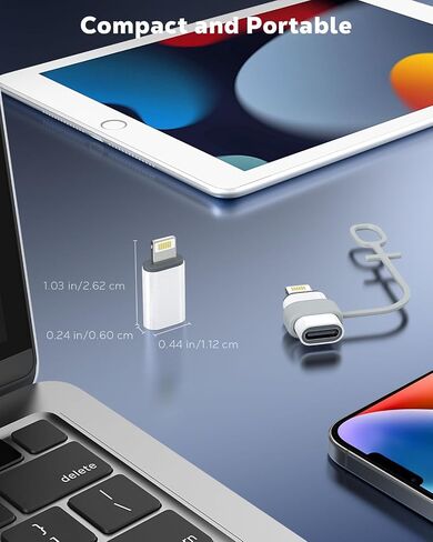 MoKo USB C to Lightning Adapter 4 Pack, Not for Audio/OTG, Lightning Male to USB C Female Adapter for iPhone 14/13/12/11/X Series, iPad/AirPods, Charging & Data Sync, with Anti-Lost Loop, White in Saudi Arabia