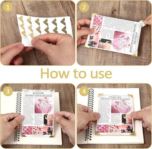 360Pcs Photo Corners Self Adhesive Gold Photo Corner Stickers for Scrapbooking Photo Mounting Corners for DIY Scrapbook Photo Album Journal in Saudi Arabia