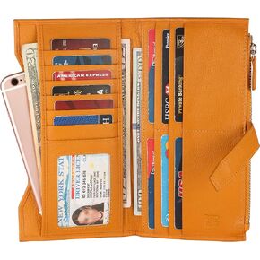 Mou Meraki Women RFID Blocking Real Leather Bifold Wallets For Women-Shield Against Identity Theft (Yellow)