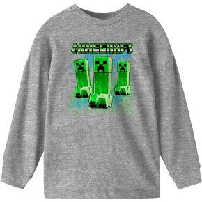 Minecraft Creeper Trip Boy's Athletic Heather Long Sleeve Shirt
