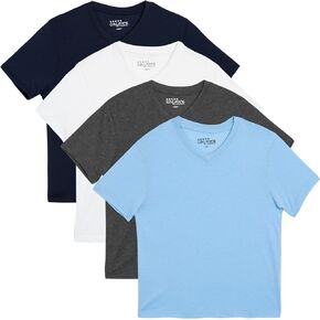 تي شيرت Galaxy للأولاد من Harvic - عبوة من 4 تي شيرت من مزيج القطن الأساسي برقبة على شكل حرف V وأكمام قصيرة (6-16) in Kuwait