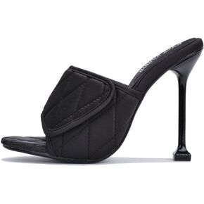 Cape Robbin Leelee Women's Stiletto Peep Toe Quited High Heels, Heeled Sandal with Hook and Loop Upper Closures for Women