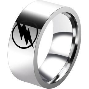 ATDMEI Lightning Flash Ring for Men Women Stainless Steel Wide 8mm Size 6-12 Jewelry With Gifts Bag