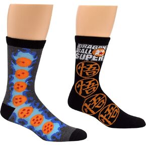 Everything Legwear Dragon Ball Super Crew Socks (2 Pair) - Dragon Balls, Goku, Vegeta - One Size Fits Most