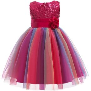 Umupi Little Girls’ Sequin Flower Tulle Dress Sleeveless Party Ball Gown