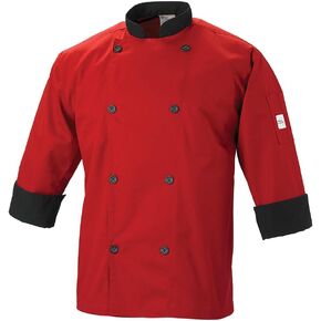 Mercer Culinary Millennia Men's 3/4 Sleeve Cook Jacket, Purple w/Black, 2X