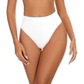 Genfirdom Womens High Waisted Thong Bikini Bottoms Swimsuit Bottoms High Cut Rave Bottoms