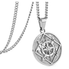 murtoo Compass Necklace for Men and Women, Gold Silver Vintage Stainless Steel Chains Necklace with Compass Pendant Unique Gifts for Men