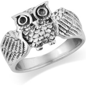 925 Sterling Silver Wise Owl Band Ring